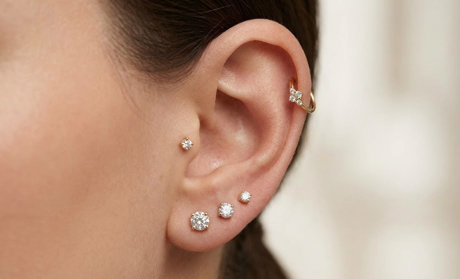 Tragus and helix piercings