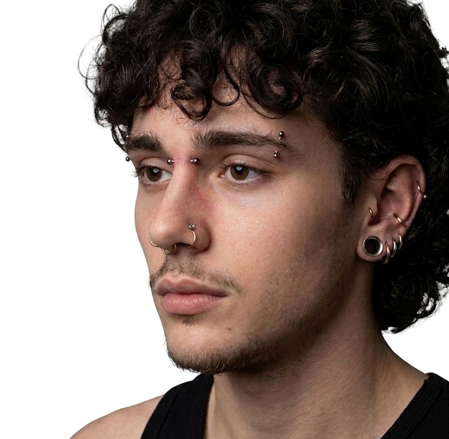 Bridge and nostril piercings