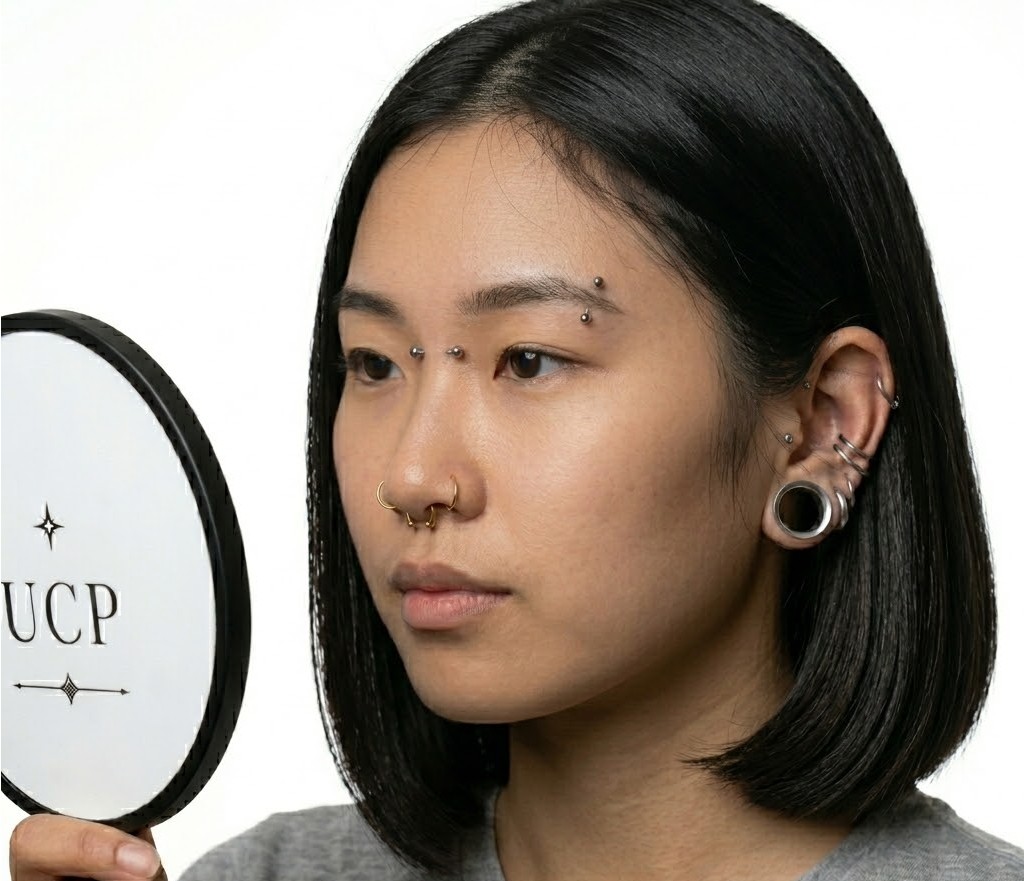Nostril and eyebrow piercings