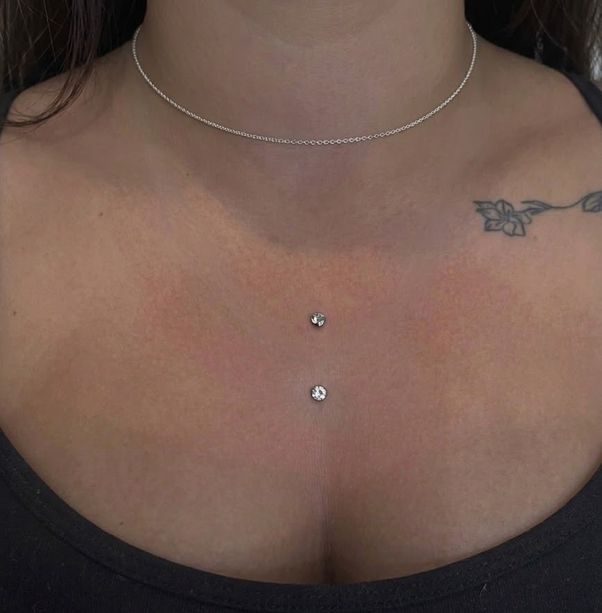 Sternum dermal piercing